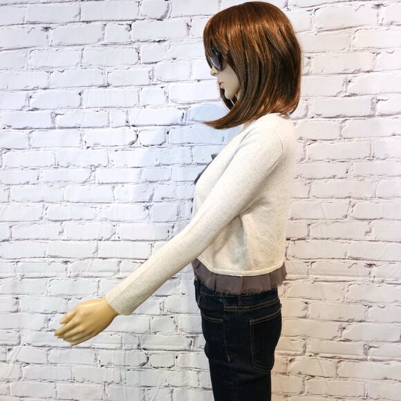 ANTHROPOLOGIE - GUINEVERE, Gray long sleeve open cardigan flattering hem details - Picture 6 of 9